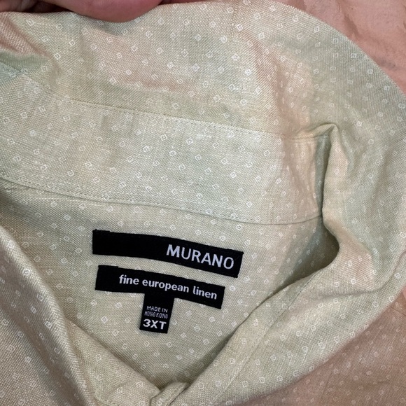 Murano Men's light green patterned linen long sleeve button down - Picture 8 of 9